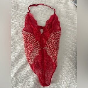 Red Lace Sheer Bodysuit